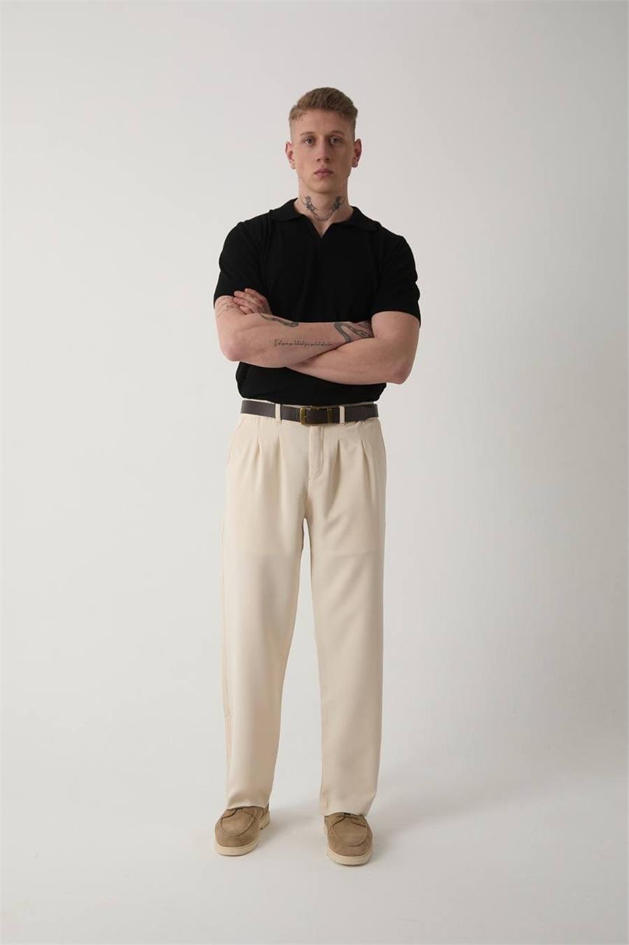 Çift Pileli Paraşüt Kumaş Baggy Pantolon
