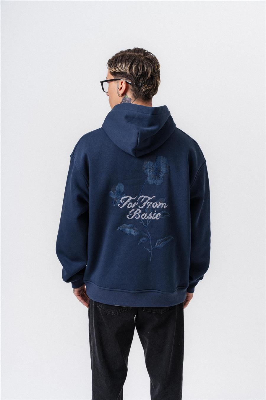 Cross Stıtch Nakış Oversize Hoodie