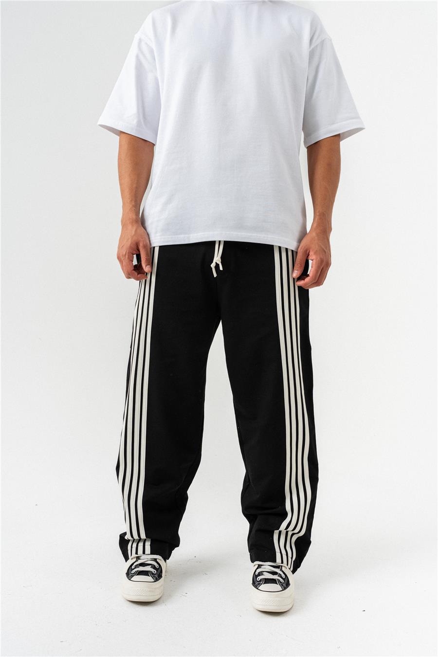 Dört Çizgili Çıtçıtlı Baggy Eşofman