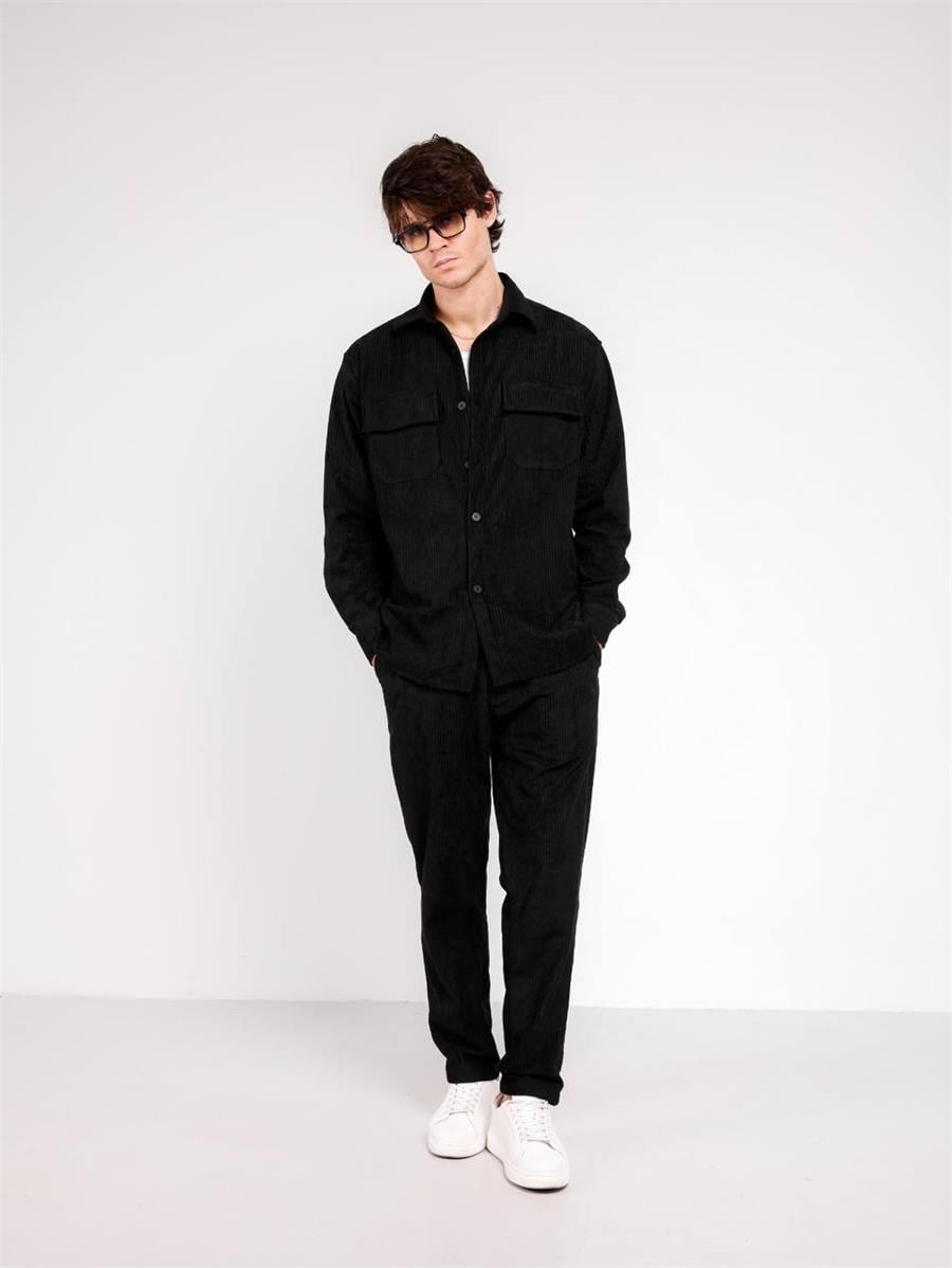Kadife Oversize Gömlek Baggy Takım
