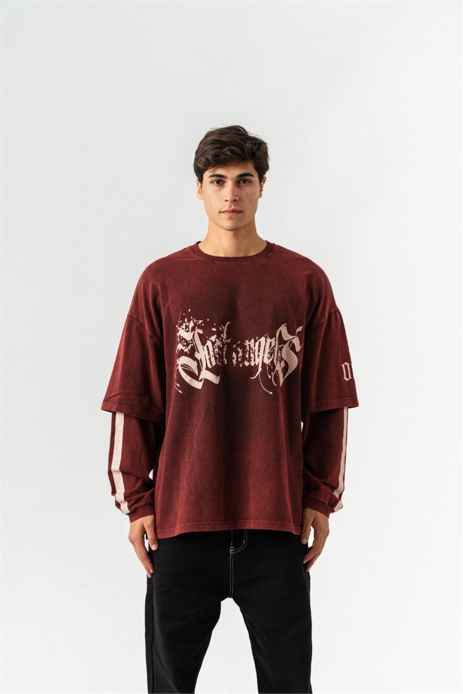 Lost Angels Çift Kol Yıkamalı Sweatshirt