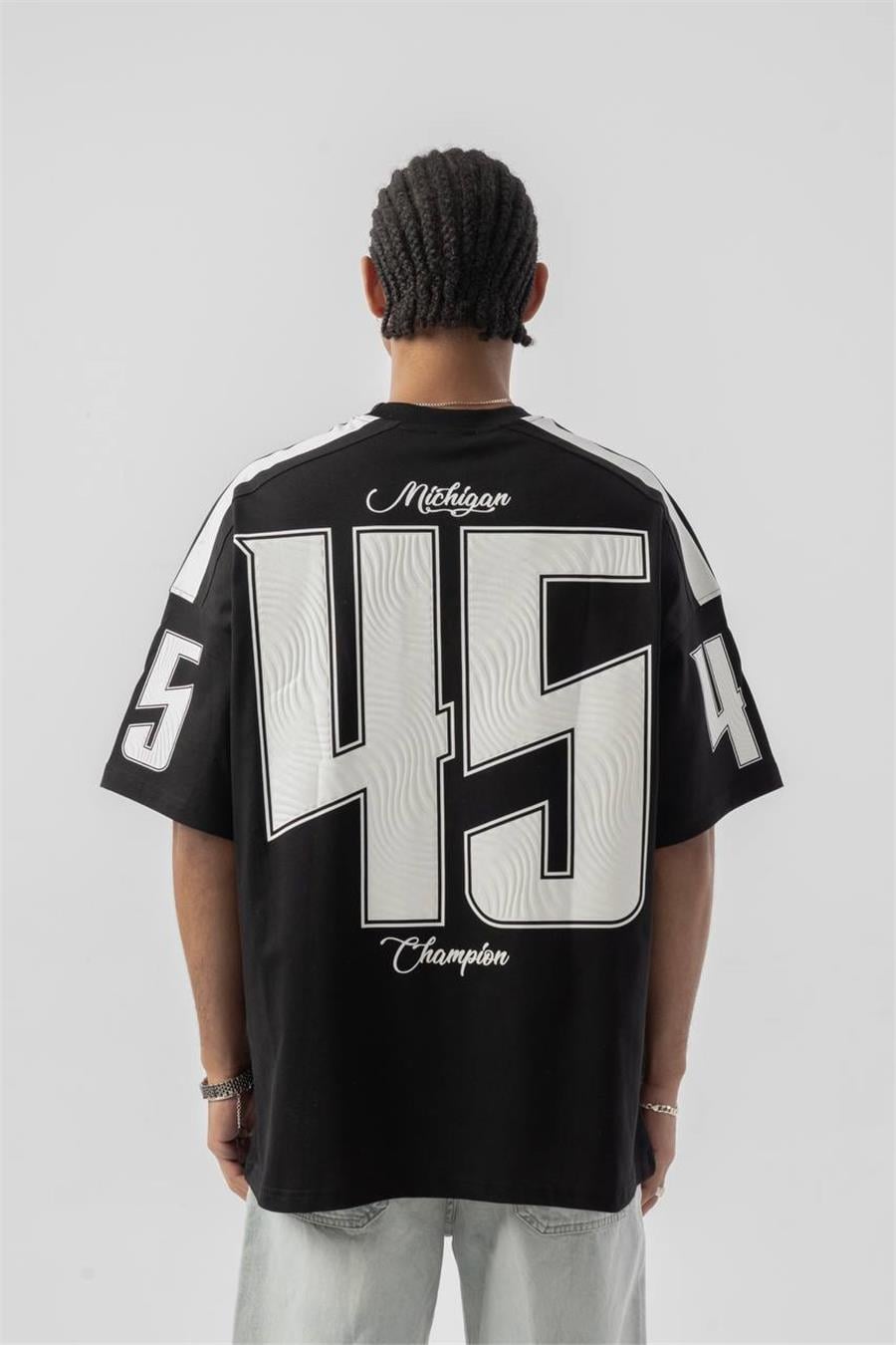 Michigan Kabartma Detaylı Oversize T-shirt