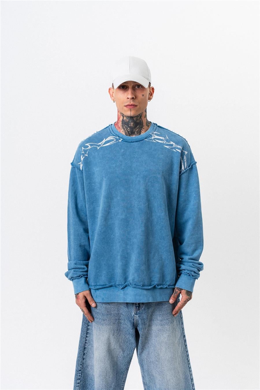 Orıgın Yıkamalı Yırtık Detaylı Sweatshirt