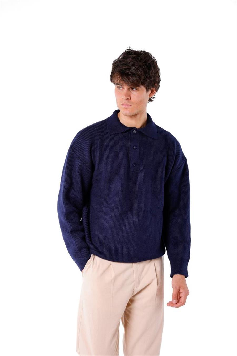 Polo Yakalı Örgü Oversize Kazak