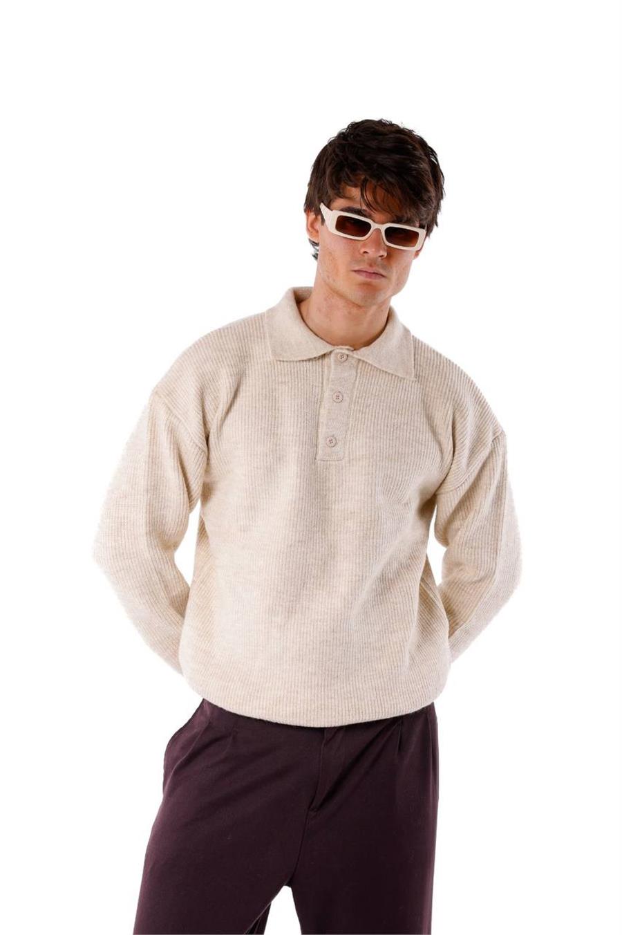 Polo Yakalı Örgü Oversize Kazak