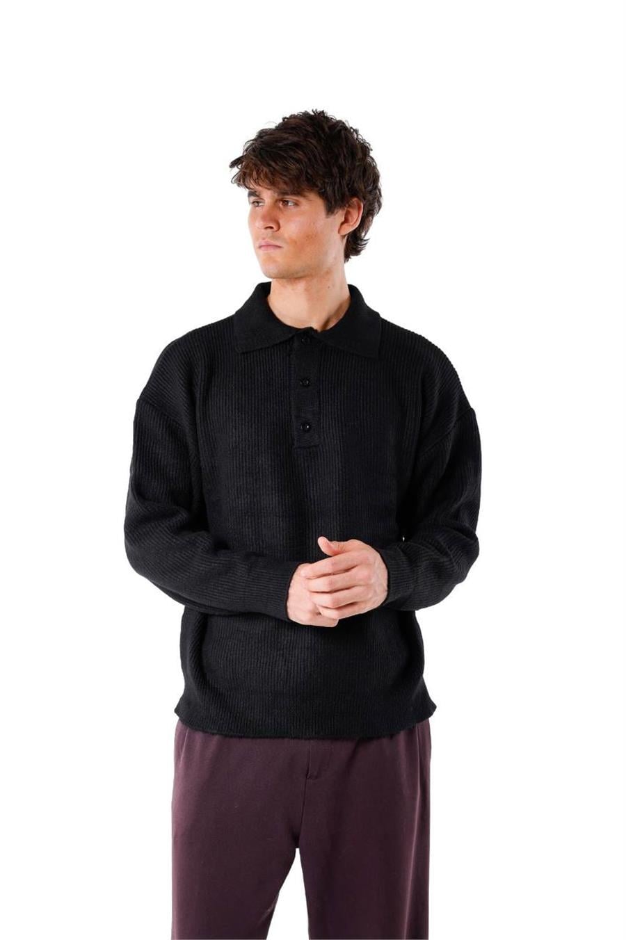 Polo Yakalı Örgü Oversize Kazak