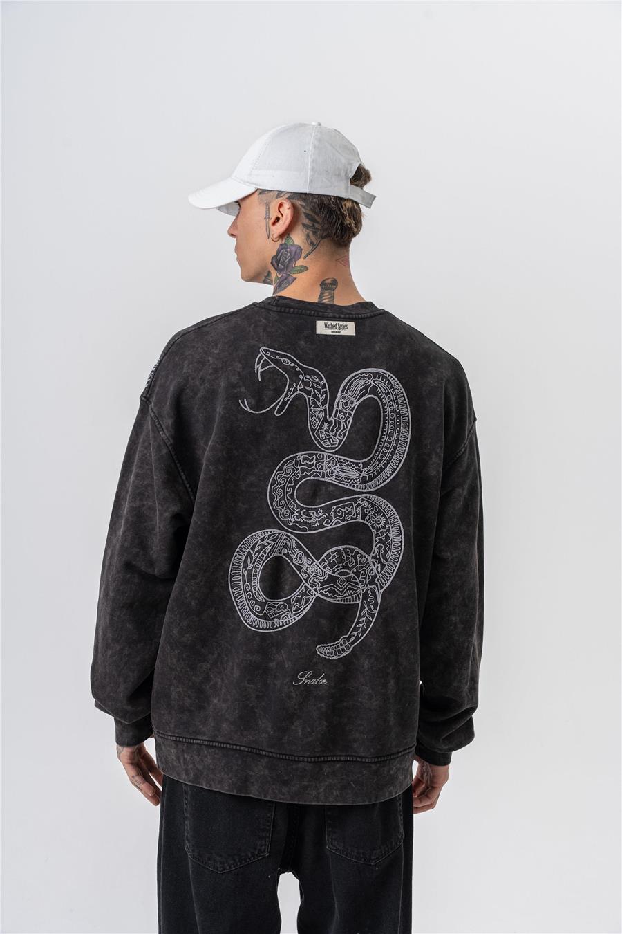 Snake Yıkamalı Sweatshirt