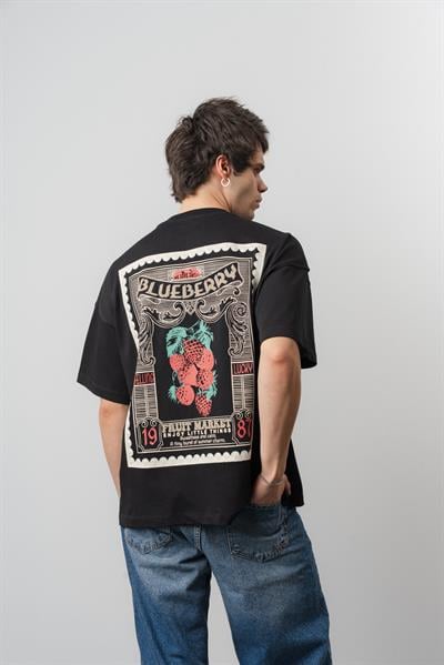 Blueberry Özel Baskı Oversize Tshirt