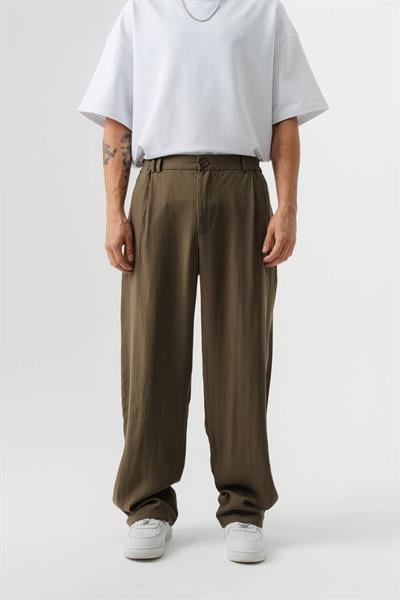 Modal Kumaş Pileli Baggy Pantolon