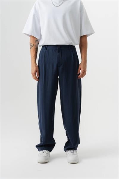 Modal Kumaş Pileli Baggy Pantolon