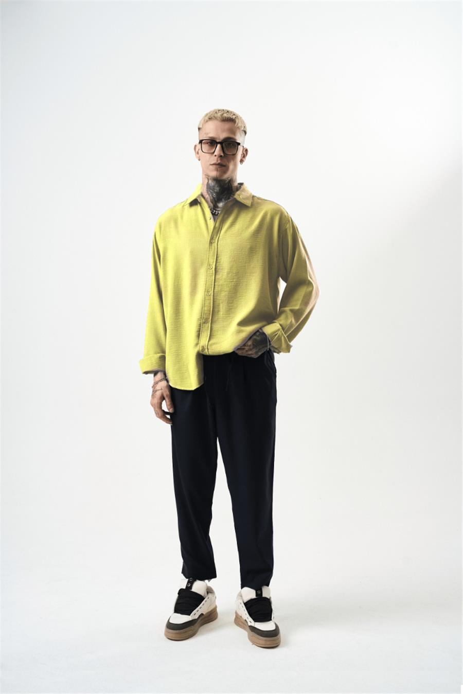 Basic Oversize Keten Gömlek