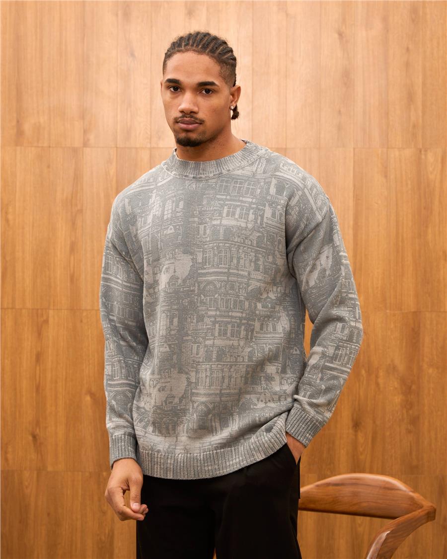 Baskılı Oversize Triko Modeli