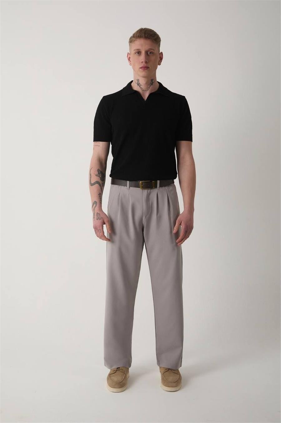 Çift Pileli Paraşüt Kumaş Baggy Pantolon