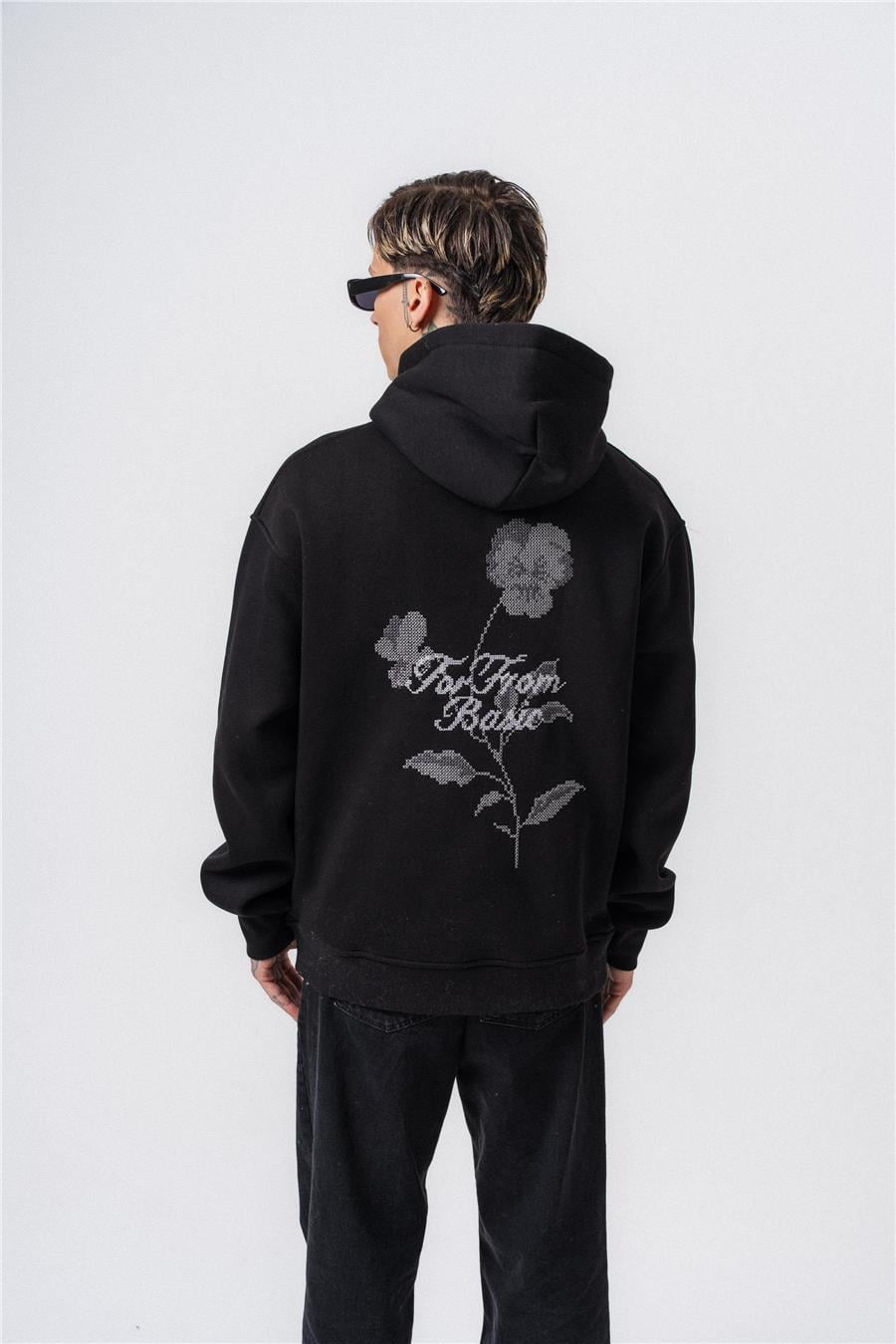 Cross Stıtch Nakış Oversize Hoodie