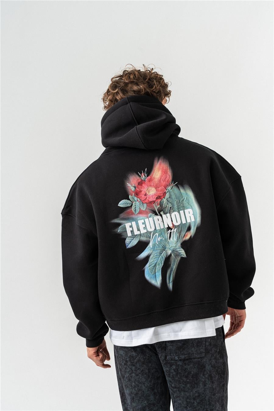 Fleurnoır Kabartma Sırt Baskı Hoodie