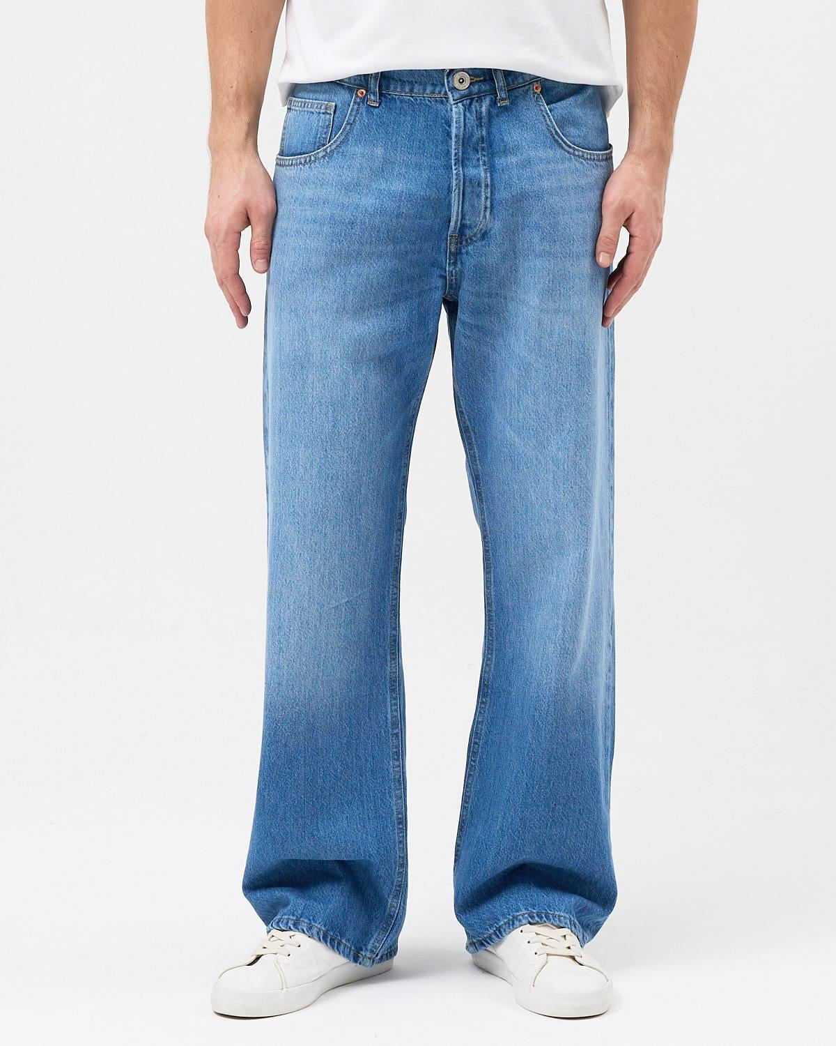Mavi Soft Taşlama Baggy Jean