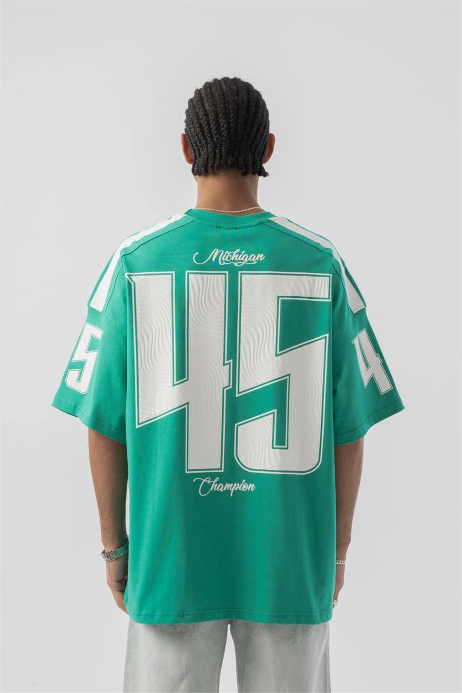 Michigan Kabartma Detaylı Oversize T-shirt