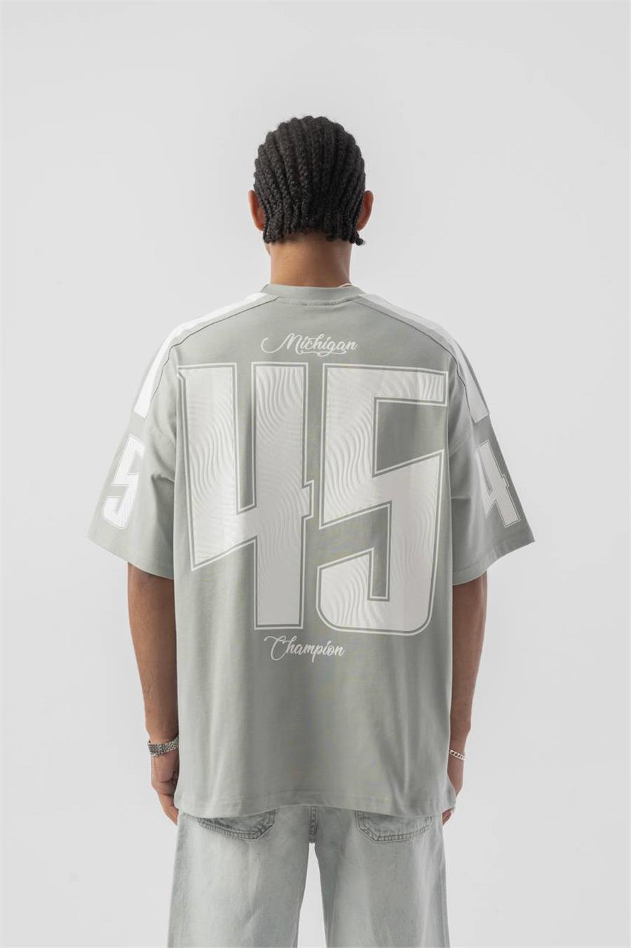 Michigan Kabartma Detaylı Oversize T-shirt