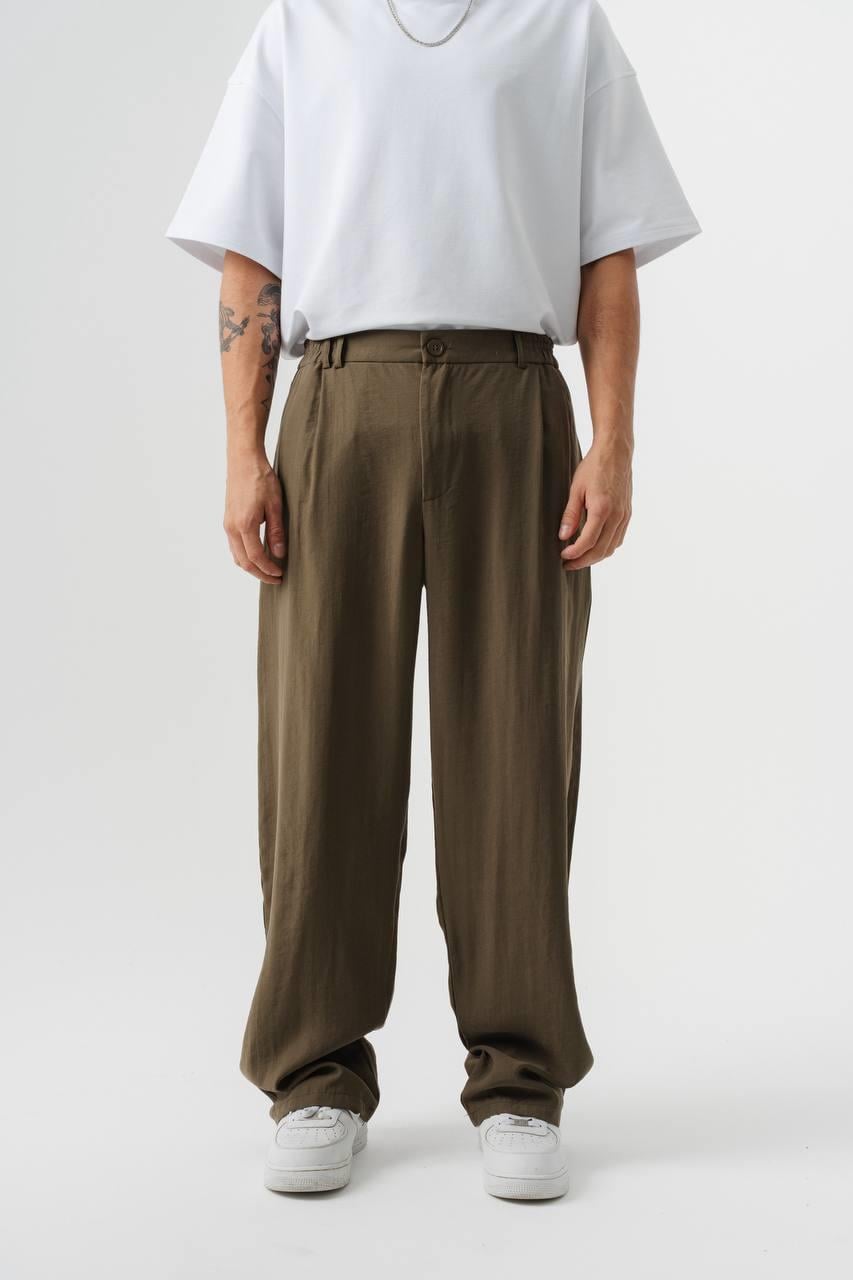 Modal Kumaş Pileli Baggy Pantolon