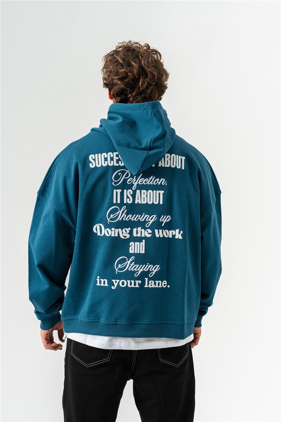Oversize Box Silent Hustle Nakış Hoodie