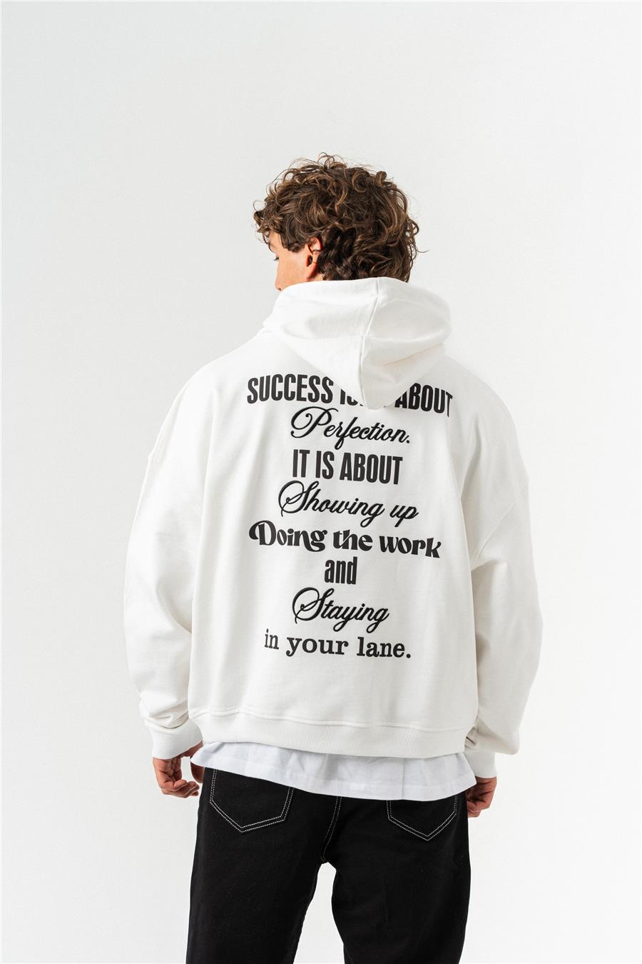 Oversize Box Silent Hustle Nakış Hoodie