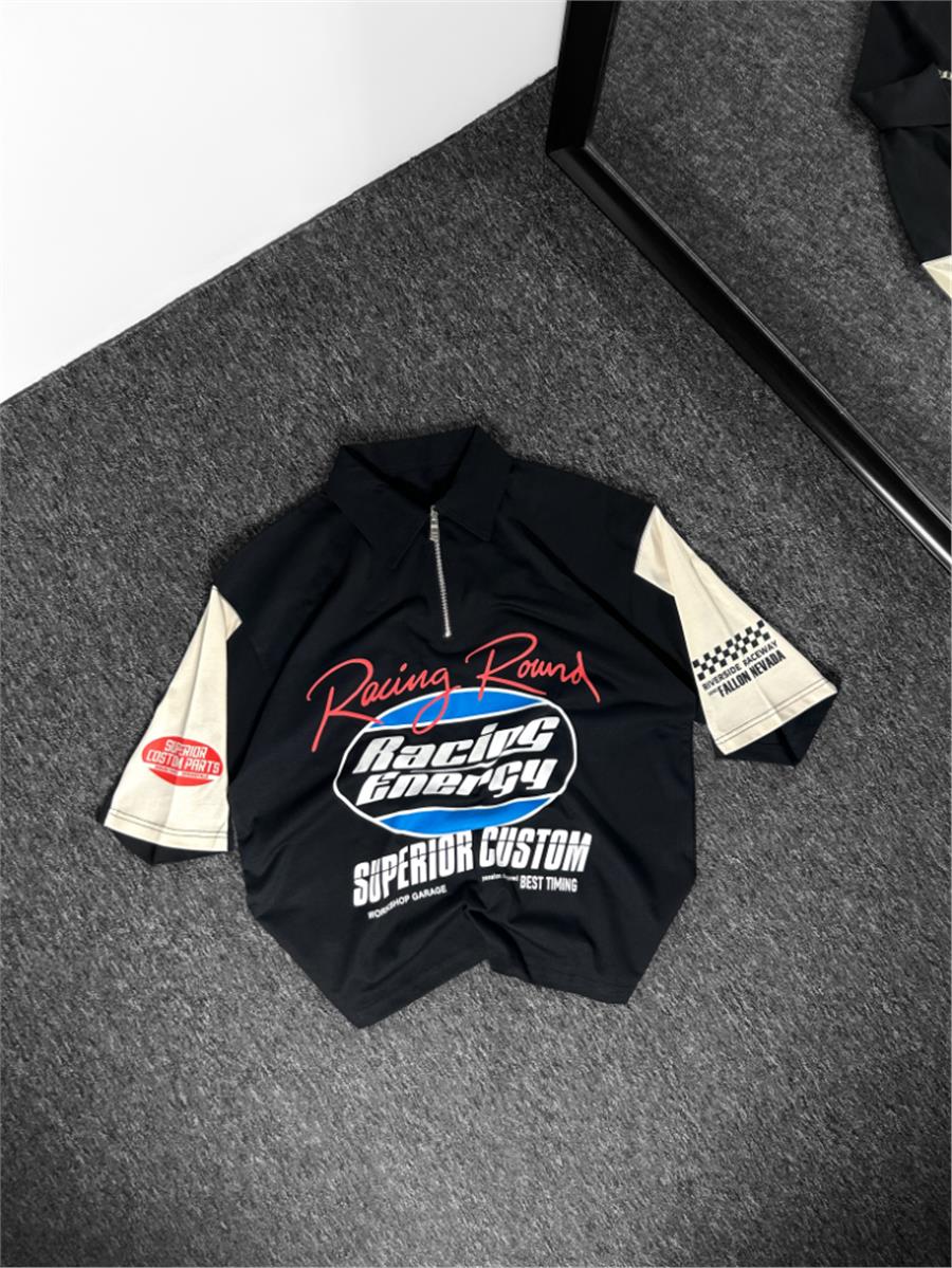 Racing Energy Yarım Zip Polo Yaka Oversize T-shirt