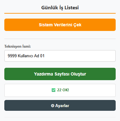 Yazdırma sayfası oluştur butonu
