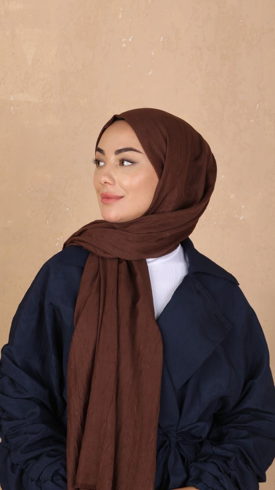 Bambu Kraş Şal Kahve-8