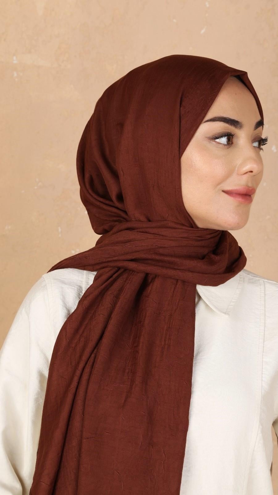 Bambu Kraş Şal Çikolata Kahve-3