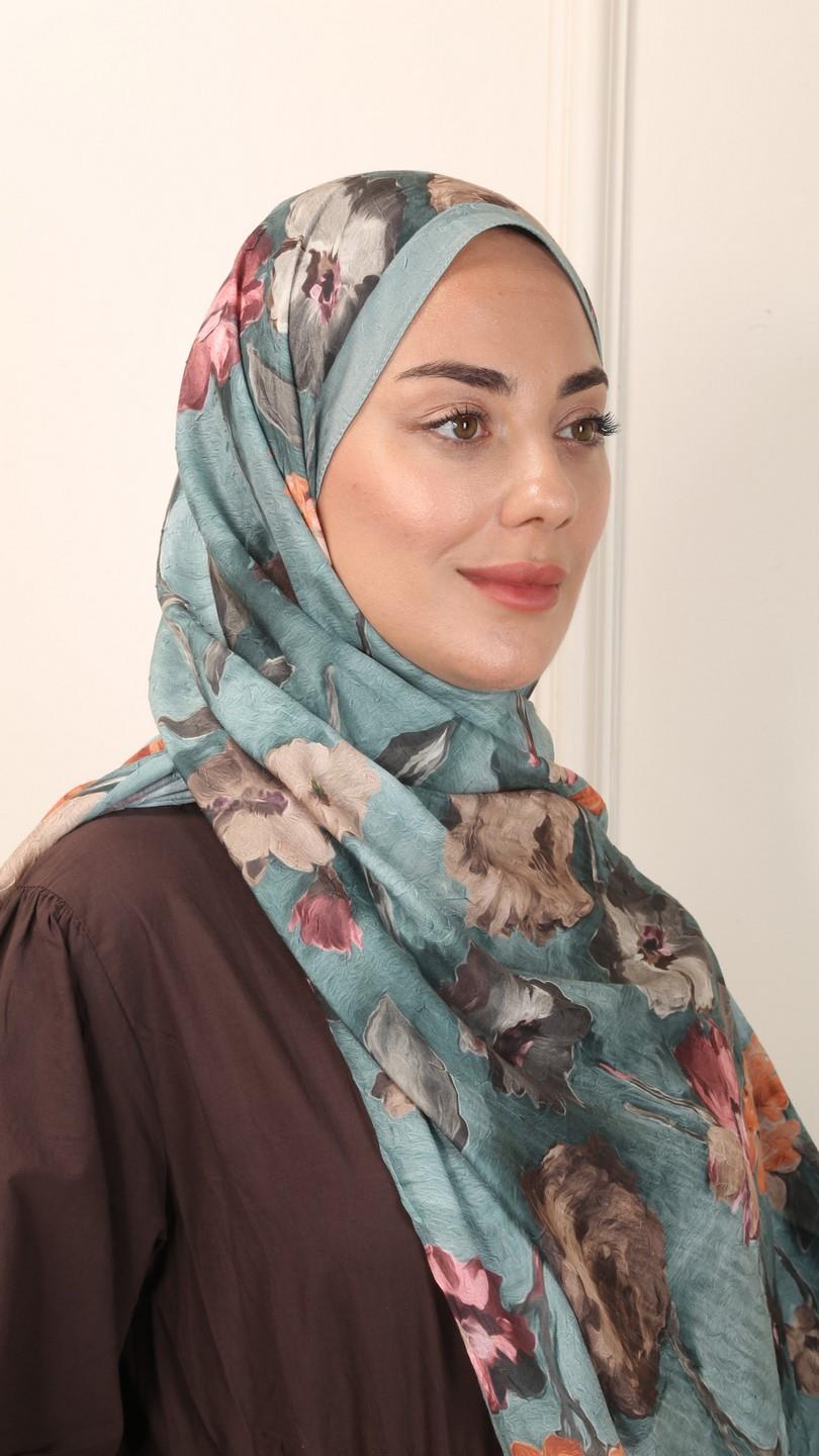Desenli Kraş Şal Çağla Yeşili-5