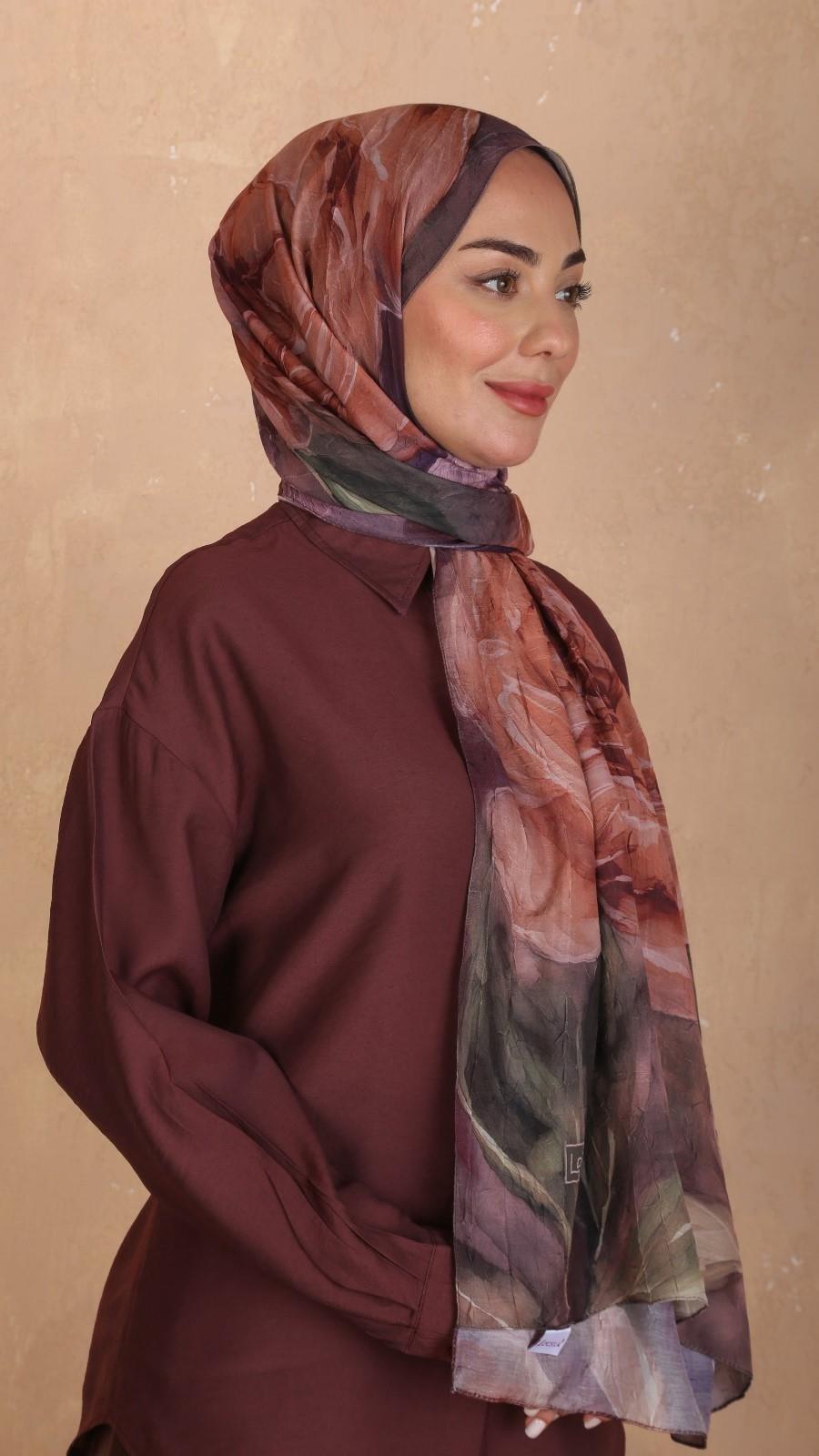 Desenli Kraş Şal Mor