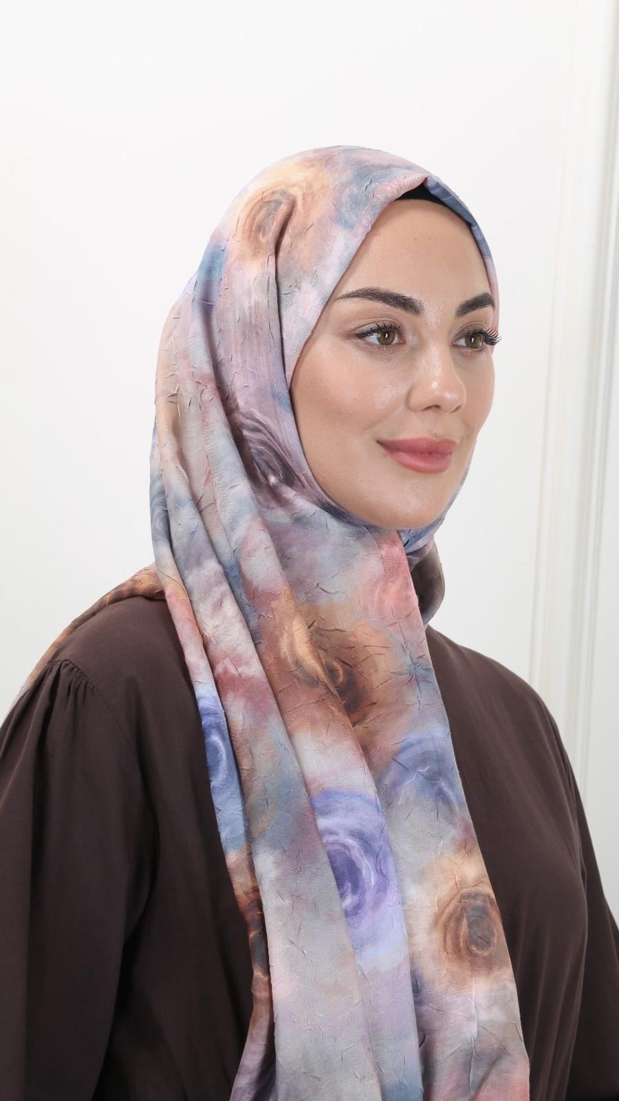 Desenli Kraş Şal Pudra Pembe-8
