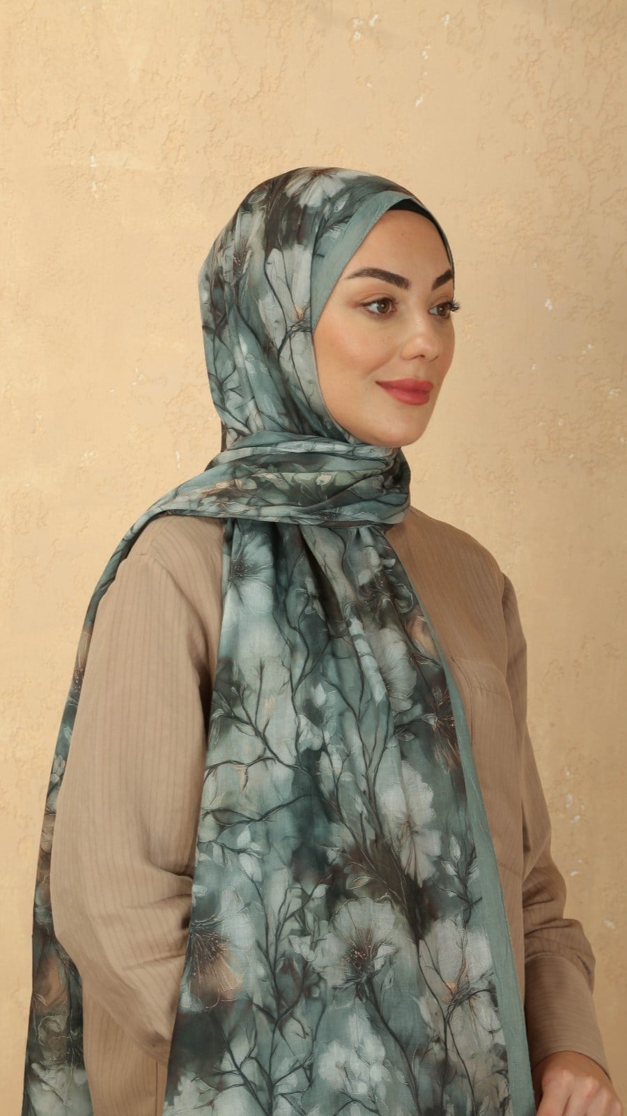 Desenli Vual Kraş Şal Mint Yeşili