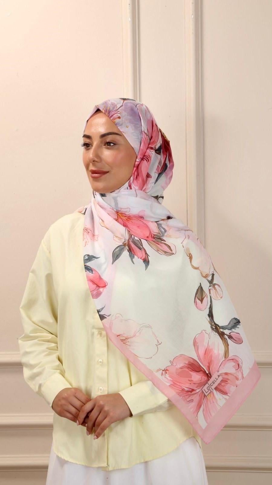 Desenli Pamuk Vual Şal Bloom Desen-5