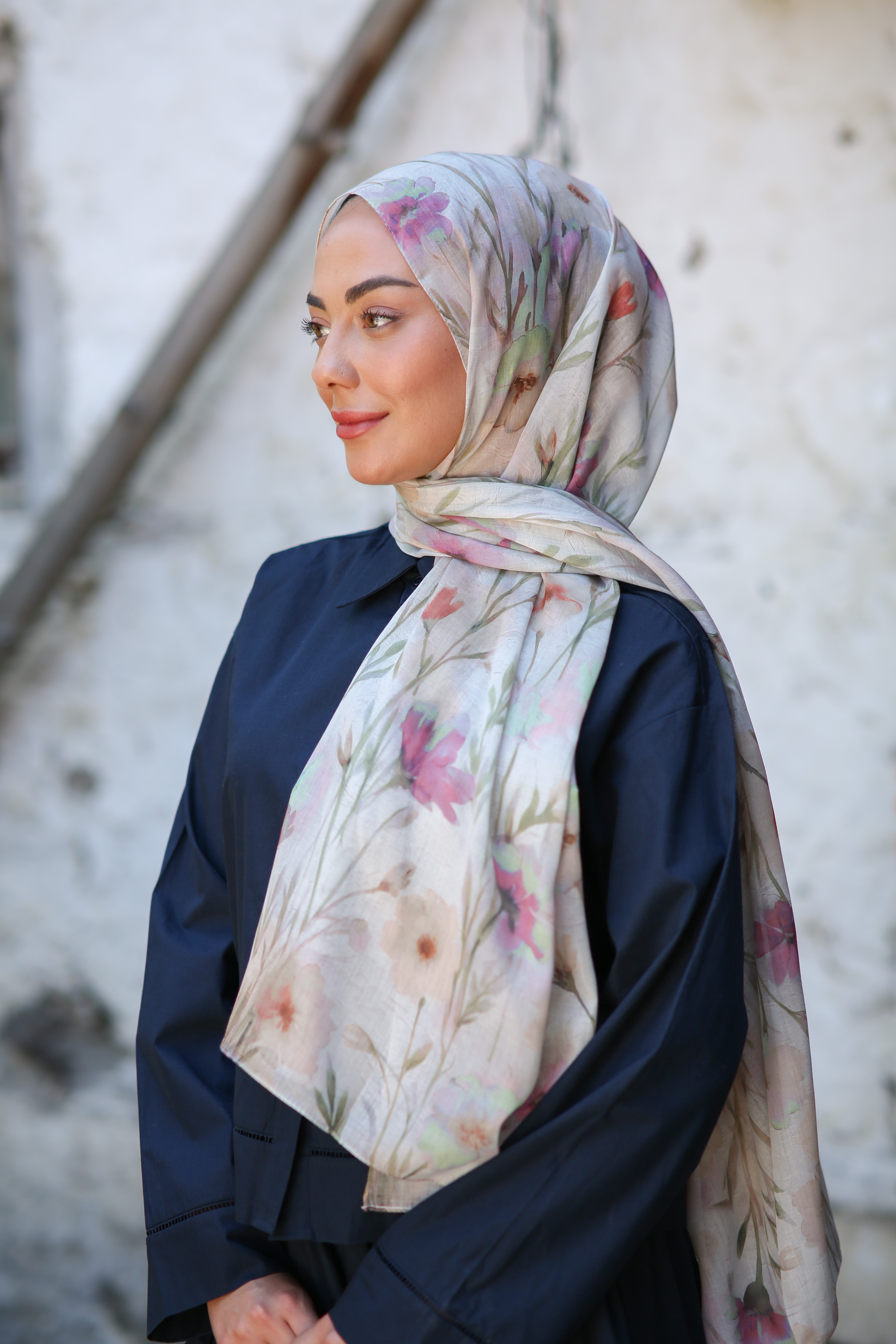 Desenli Pamuk Vual Şal-Yeşil
