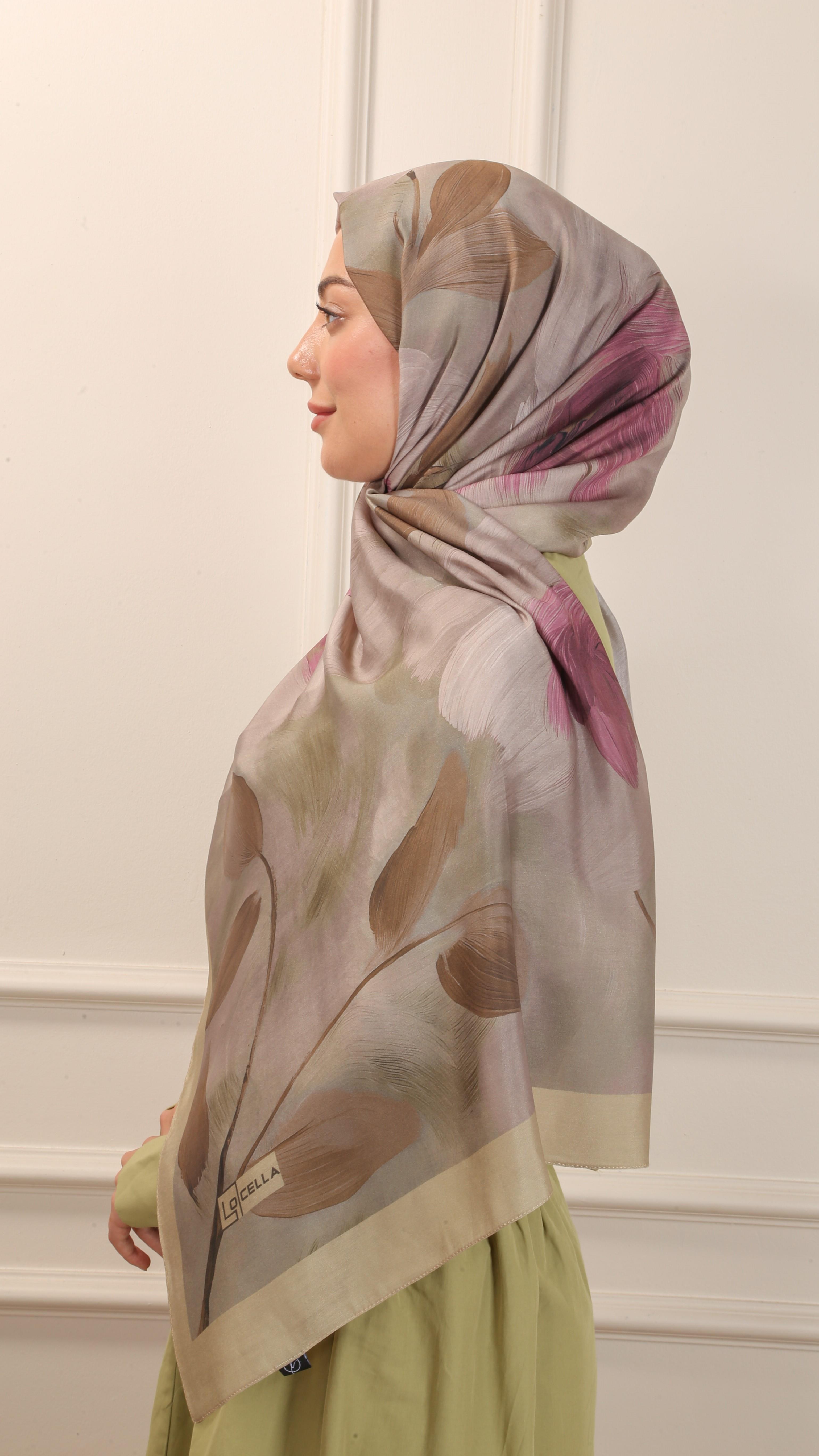 Locella Desenli Modal Şal Yağ Yeşili-8