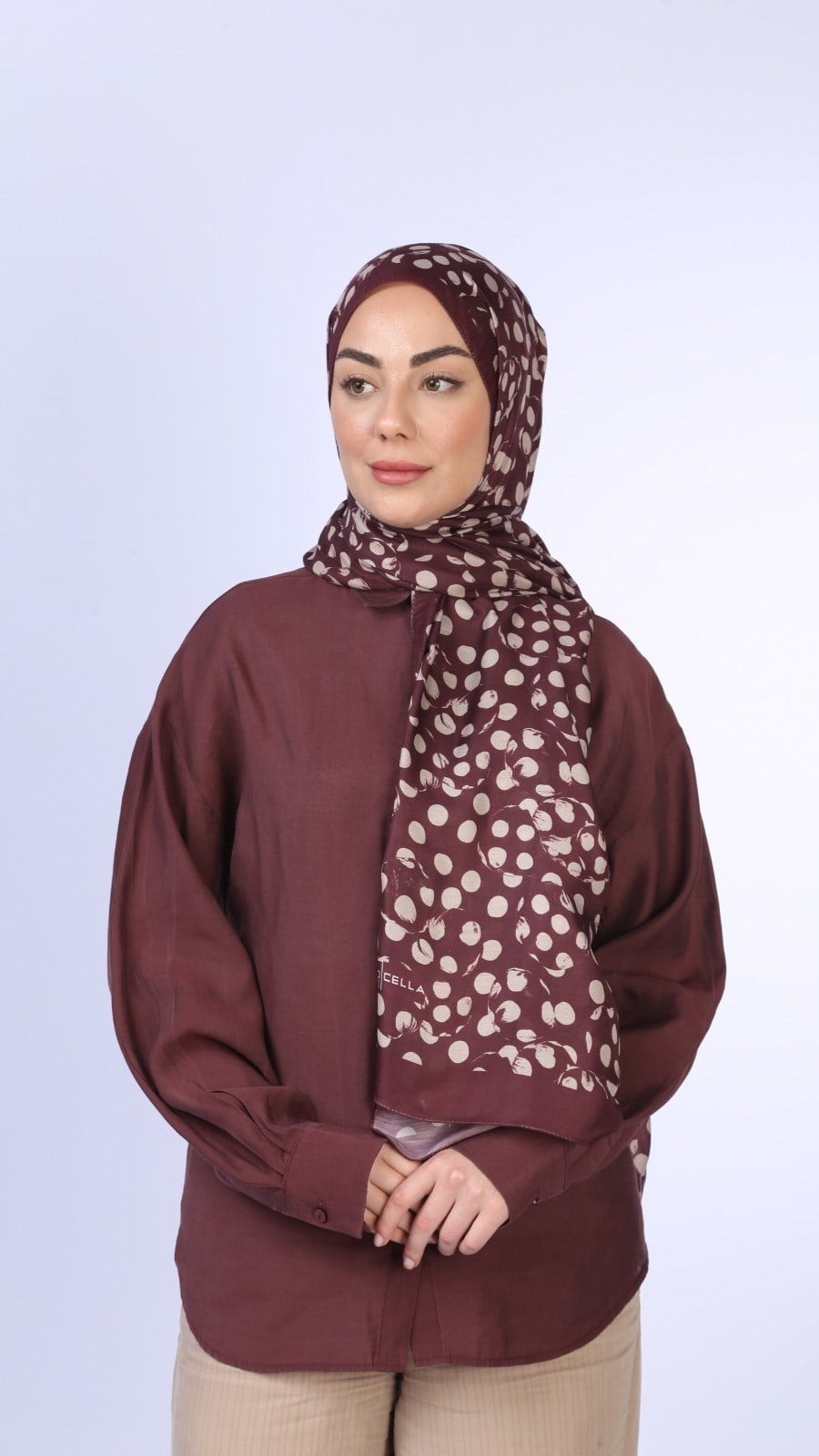 Locella Koza Pamuk Şal Bordo
