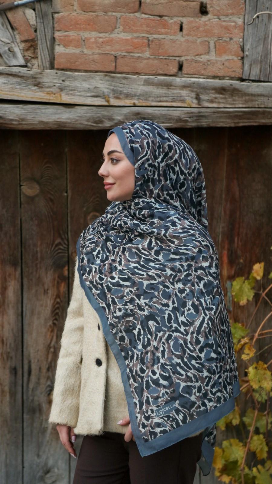 Locella Koza Pamuk Şal-Gri-4