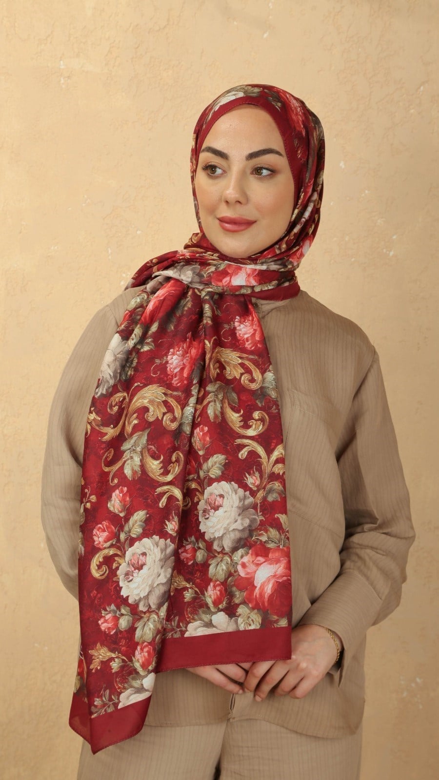 Locella Koza Pamuk Şal Kırmızı
