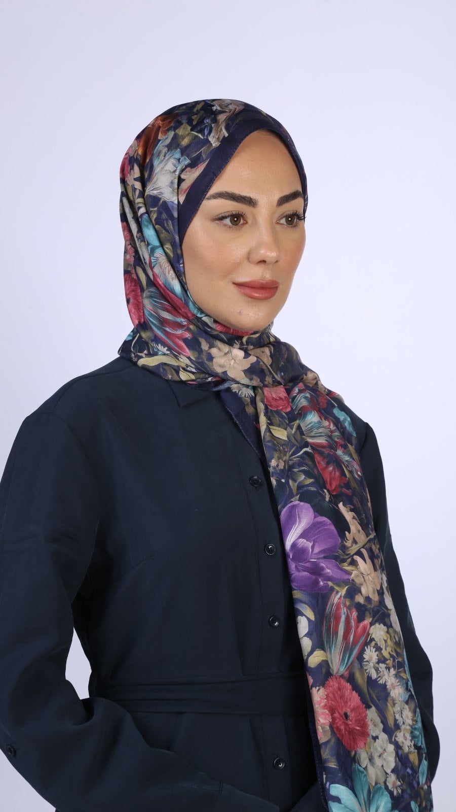 Locella Koza Pamuk Şal Lacivert