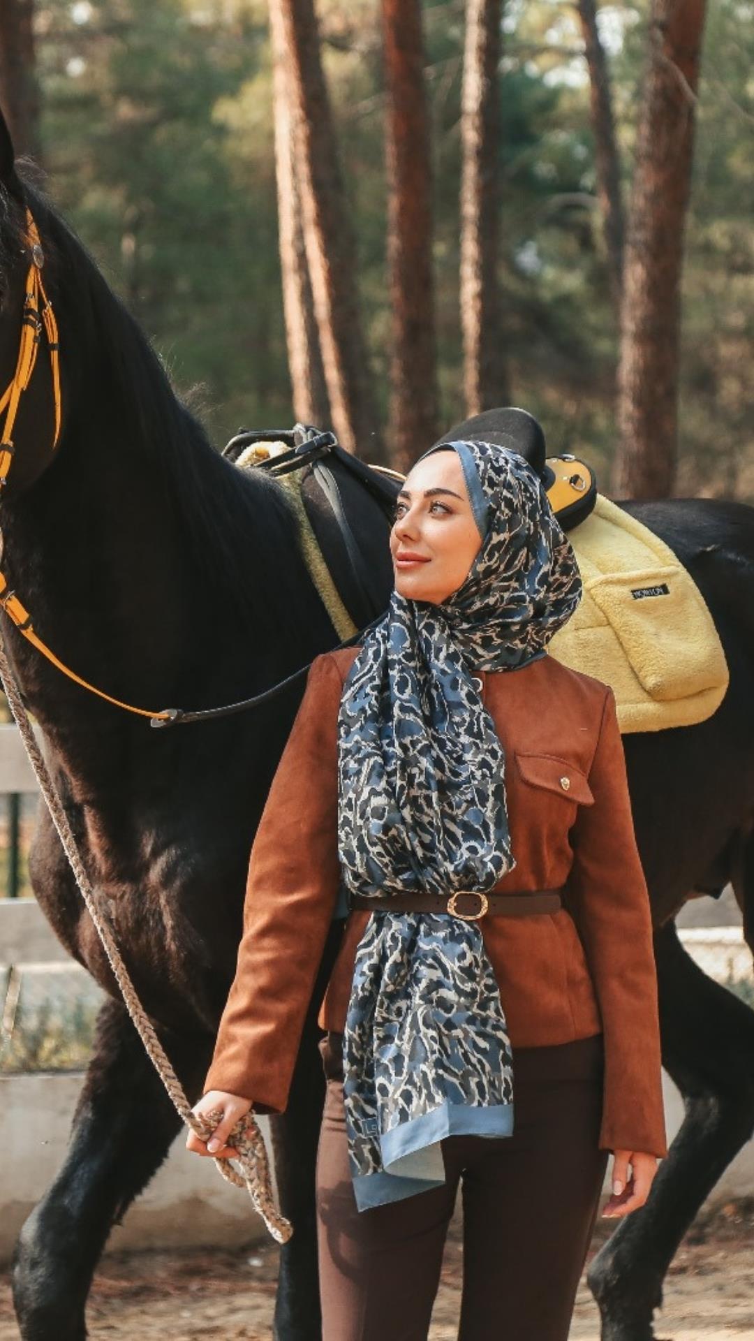 Locella Koza Pamuk Şal-Mavi-2