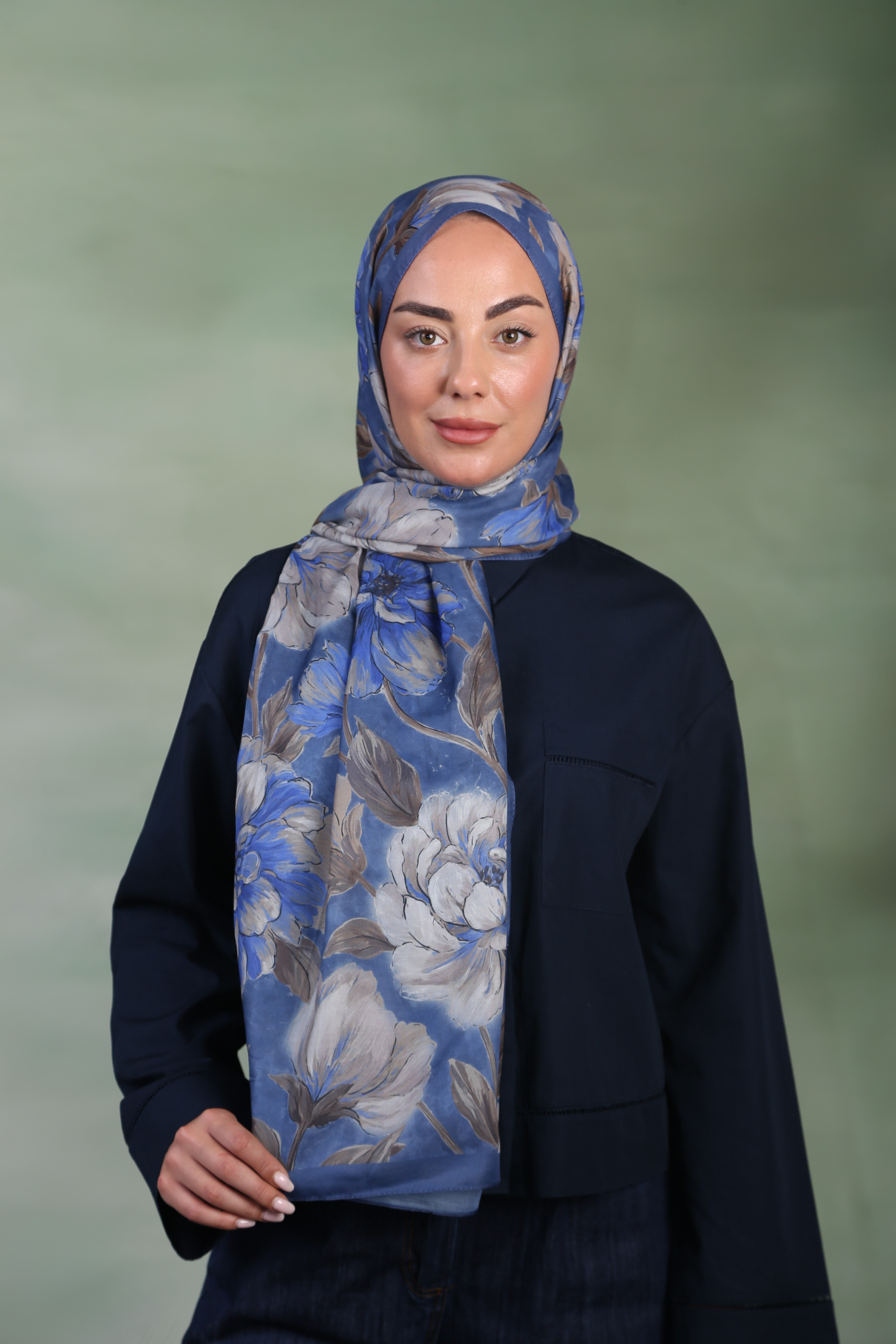 Locella Koza Pamuk Şal Mavi