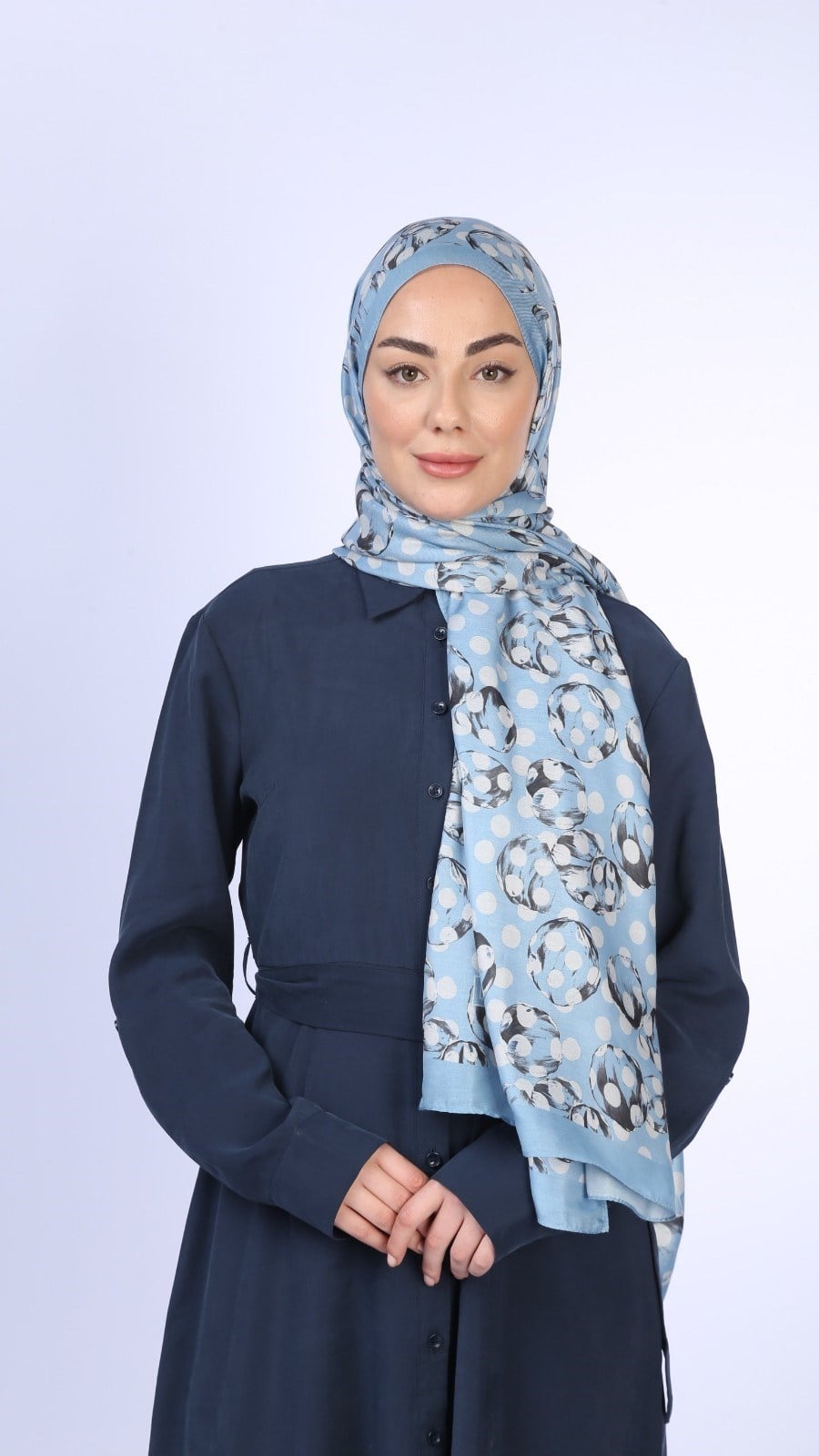 Locella Koza Pamuk Şal Mavi