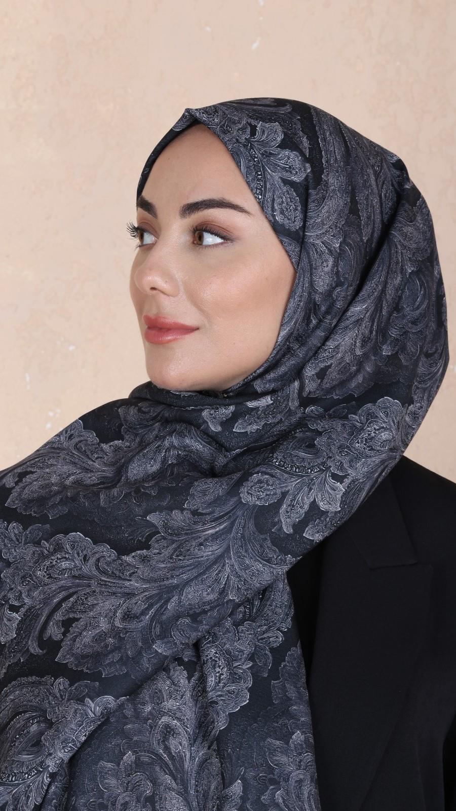 Locella Koza Pamuk Şal-Siyah Krem-9