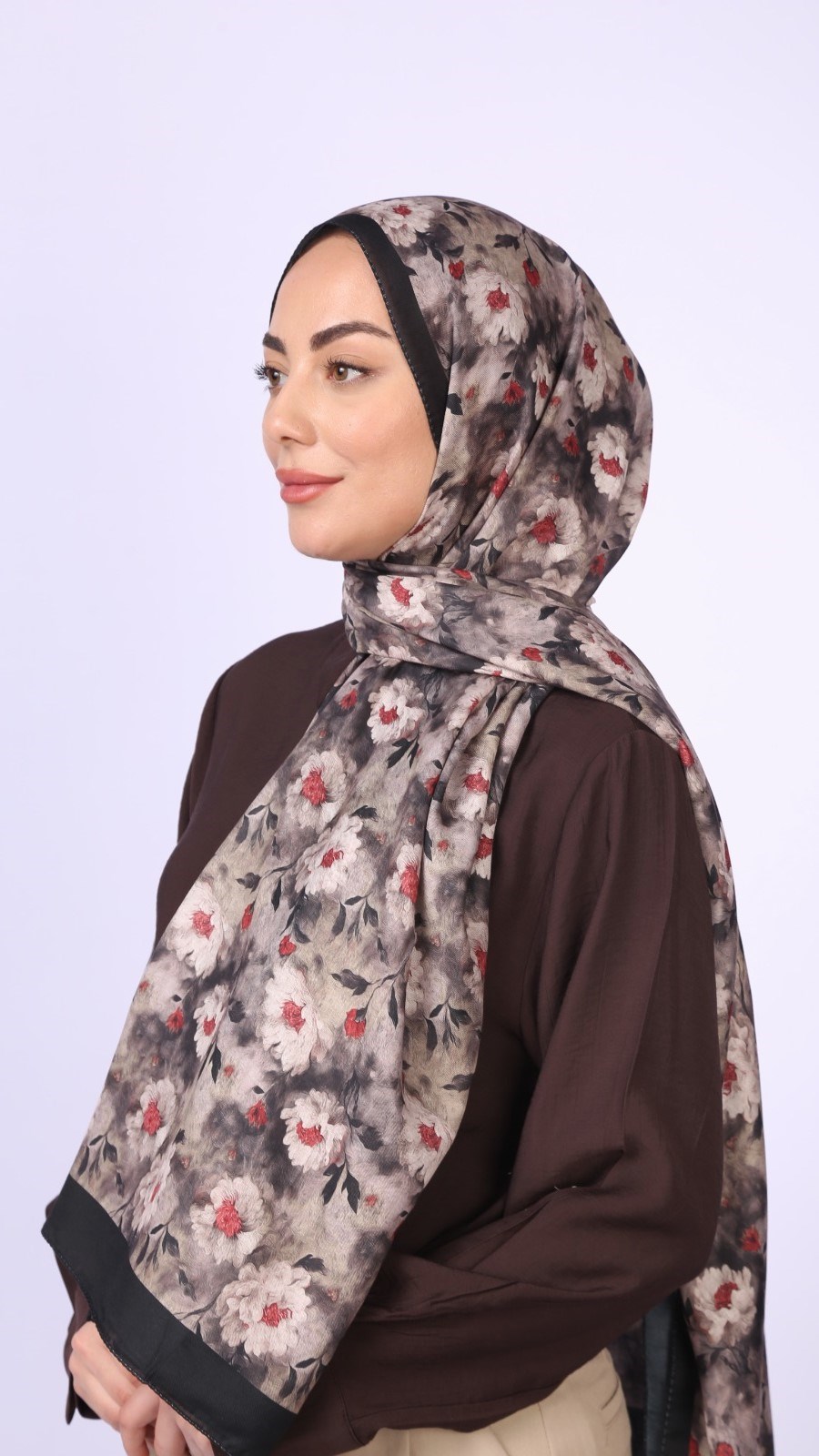 Locella Koza Pamuk Şal Siyah Kahve