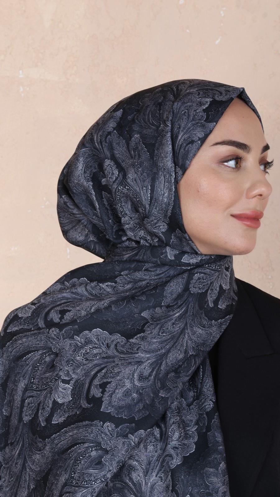 Locella Koza Pamuk Şal-Siyah Krem-9