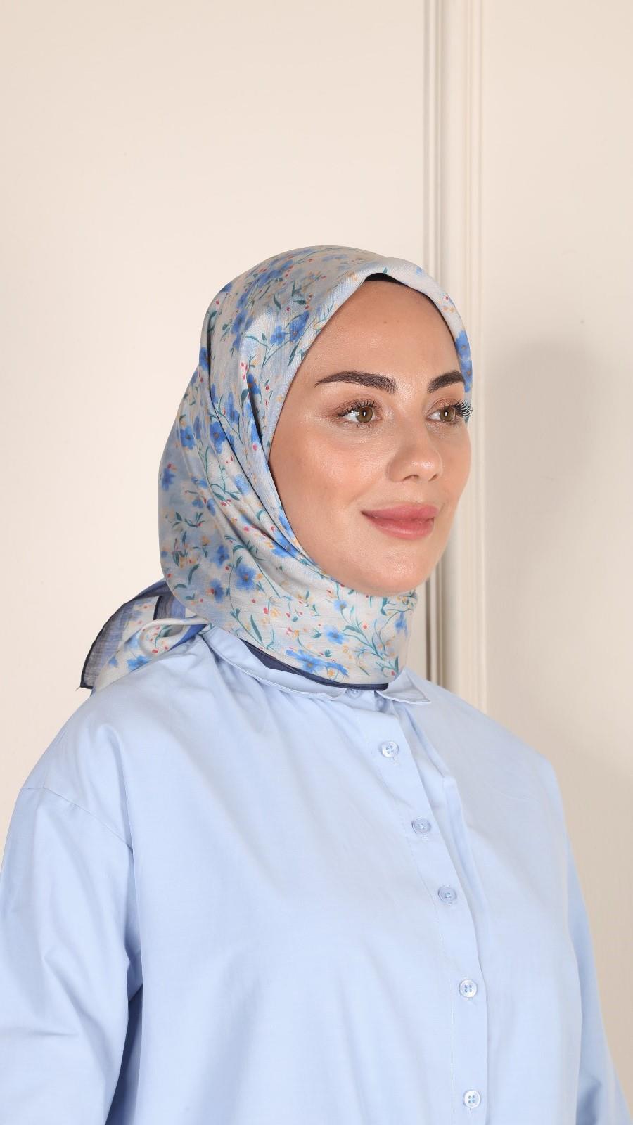 Locella Modal İpek Eşarp Mavi-10