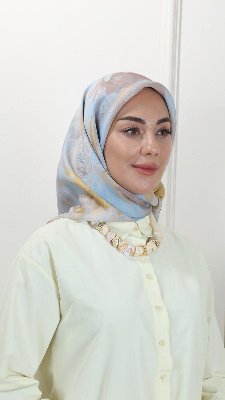 Locella Modal İpek Eşarp Açık Mavi-4