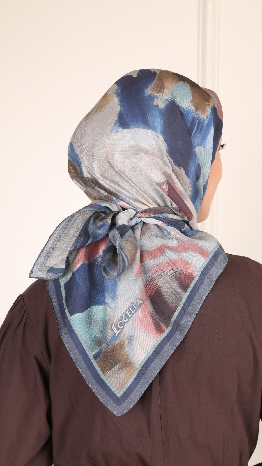 Locella Modal İpek Eşarp Mavi-1