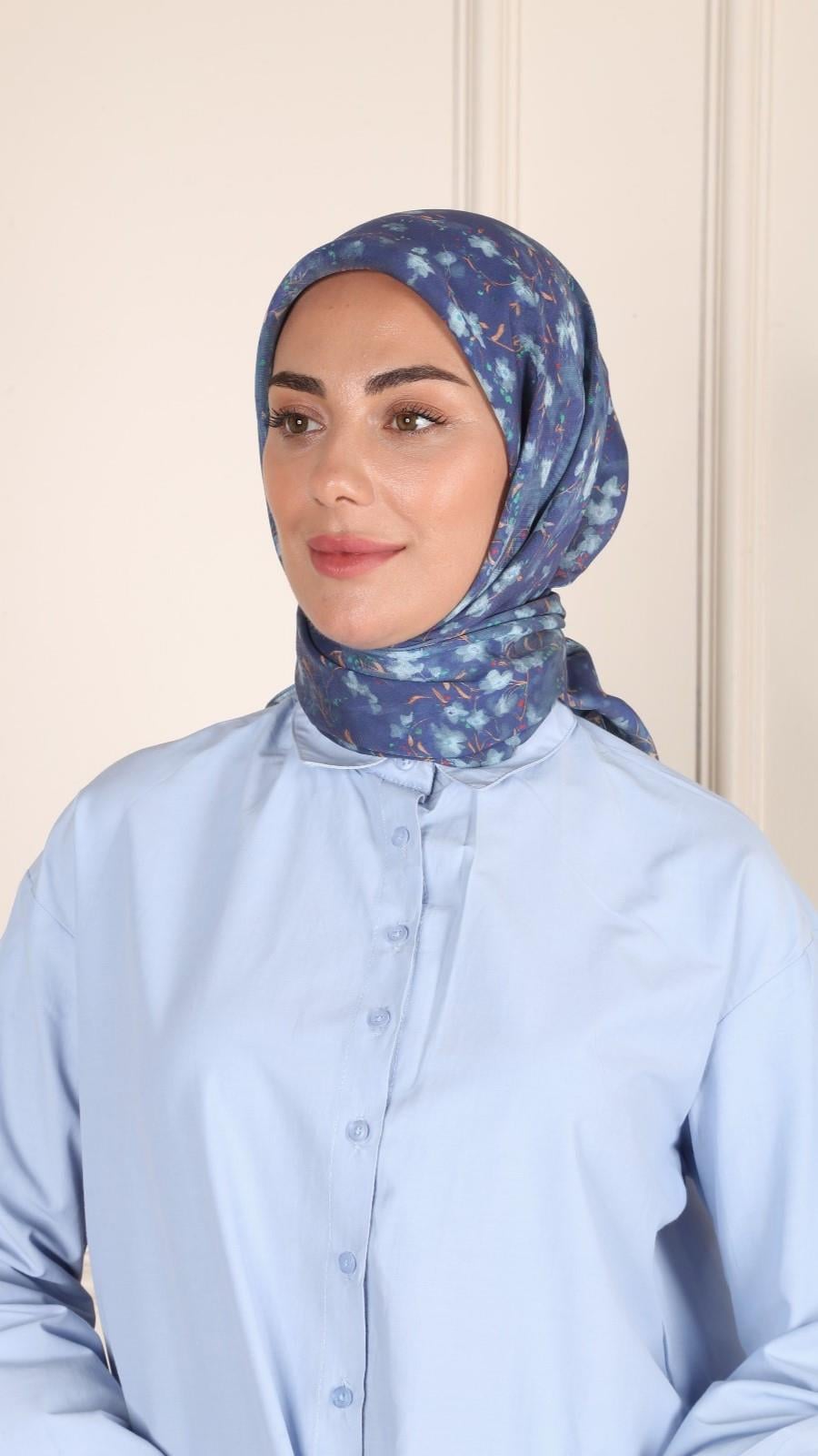 Locella Modal İpek Eşarp Lacivert-9